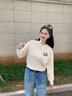 班尼路衛(wèi)衣女裝連帽重磅長袖潮流短款上衣服小個子女生顯瘦時尚秋冬新款 杏#竹葉熊貓K 【綿柔親膚】 M 曬單實(shí)拍圖