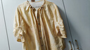 三彩2025秋季新款暈染襯衫圓領(lǐng)串珠飄帶小衫七分袖寬松氛圍感M 黃色暈染 M 160/84A 曬單實(shí)拍圖