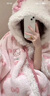芭麥圖HelloKitty凱蒂貓睡衣 珊瑚絨睡袍斗篷睡衣女秋冬季加絨加厚可愛(ài) 凱蒂貓斗篷睡袍+褲 S 女155推薦體重70-90斤 曬單實(shí)拍圖