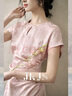 JK&JSJKJS【碧聆風(fēng)】人絲提花 國(guó)風(fēng)旗袍女新中式長(zhǎng)裙氣質(zhì)高級(jí)感連衣裙 粉色 S 曬單實(shí)拍圖