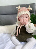 貝娜茜嬰兒帽子秋冬季寶寶毛線(xiàn)帽針織帽嬰幼兒漁夫帽公主風(fēng)護耳保暖加厚小兔子-粉色6-18個(gè)月（44-48CM） 曬單實(shí)拍圖