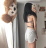 逸兼帶胸墊吊帶一體式美背掛脖背心可外穿內(nèi)搭美背上衣交叉美背性感 交叉美背掛脖吊帶【黑色-均碼】 均碼 建議70-105斤 曬單實拍圖