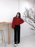 益生君秋季彈力高腰直筒金絲絨褲女2025新款高腰垂感高個(gè)子加絨絲絨褲子 黑色常規款 M 曬單實(shí)拍圖