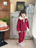 G.DUCKKIDS童裝女童套裝秋冬加絨加厚兒童服裝女孩冬裝兩件套卡通寶寶衣服 酒紅色 110 建議身高100-110cm4-5歲 曬單實(shí)拍圖