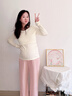 愛(ài)寶適月子服上衣秋冬哺乳衣柔棉橫開(kāi)口喂奶衣孕產(chǎn)婦家居服米色XL M480 曬單實(shí)拍圖