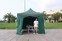 周鼎帳篷戶(hù)外四腳大傘防雨圍布四角雨棚擺攤用遮陽(yáng)棚伸縮式棚子遮雨篷 特厚 黑六棱 2*2 墨綠色+4面圍布（擋風(fēng)/防雨/保暖） 曬單實(shí)拍圖