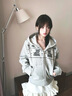 燦圖 韓系可愛小熊印花連帽衛(wèi)衣女秋季寬松開衫外套ins潮流拉鏈上衣服 白灰色 L 曬單實拍圖
