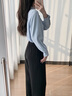 伯德小姐西裝褲子女正裝面試小個子直筒闊腿職業(yè)垂感休閑黑色西褲 L 曬單實拍圖