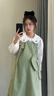 革曼孕婦裝春秋背帶孕婦連衣裙2025新款小個(gè)子秋季裙子純棉套裝兩件套 綠色兩件套(春秋款) L(建議110-130斤) 曬單實(shí)拍圖