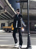 杉努沖鋒外套男春秋季廓形三防美式高街飛行服寬肩立領(lǐng)短款工裝夾克 J5296黑色 XL 曬單實(shí)拍圖