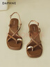 達芙妮夾趾涼鞋女2025新款夏季女鞋粗跟配裙子細帶拖鞋女外穿軟底不累腳 曬單實(shí)拍圖