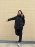 波司登（BOSIDENG）商場同款90鵝絨羽絨服女極寒連帽收腰大毛領蓬松親子保暖外套 黑色8056 S 160/84A 體重約100-110斤 曬單實拍圖