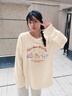 班尼路長(cháng)袖t恤女裝春秋冬純棉打底衫潮流寬松小個(gè)子女生百搭純色上衣服 杏#格子貓 【100%純棉】 M 曬單實(shí)拍圖