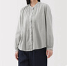 無印良品（MUJI） 女式 棉紗 長袖罩衫 女士襯衫襯衣內(nèi)搭女裝25年秋季上衣BC2O7A5A 淺灰色條紋 M （160/84A） 曬單實(shí)拍圖