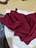 UIOJD純色打底衫女春秋2025新款寬松顯瘦遮肉短款純棉長(cháng)袖t恤女上衣 酒紅色[純棉] XL [110-120斤] 曬單實(shí)拍圖
