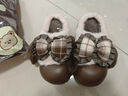 細細條（XIXITIAO）軟萌Lolita可愛(ài)兔耳朵棉拖鞋少女心外穿家居厚底毛毛鞋冬 深棕色【格子蝴蝶結】 38-39 【標準碼】 曬單實(shí)拍圖