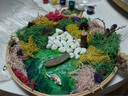 蒲戀苔蘚微景觀DIY手工材料包兒童繪畫竹編筐竹框創(chuàng)意永生花植物綠植 【22cm竹匾款/桃源院落人家】 曬單實(shí)拍圖