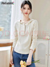 品彩（PinCai）連帽長(cháng)袖t恤女時(shí)尚內搭修身不規則半開(kāi)領(lǐng)洋氣上衣 P135T2701 曬單實(shí)拍圖