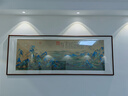 摩馬藝品千里江山圖山水畫(huà)客廳裝飾畫(huà)中式風(fēng)掛畫(huà)客廳畫(huà)沙發(fā)背景畫(huà)國畫(huà) 雅致紅褐實(shí)木畫(huà)框【免費安裝】 90x238cm（館藏絲絹畫(huà)芯） 曬單實(shí)拍圖