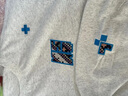 純棉美式復古字母刺繡長(cháng)袖T恤男春秋薄款寬松百搭情侶打底上衣ins 白灰色 XL 曬單實(shí)拍圖