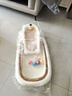 貝喜嬰兒洗澡盆寶寶0-3-6歲新生幼兒童大號加厚可折疊坐躺托用品浴盆 念愫棕浴盆+感溫浴架+禮包 曬單實拍圖