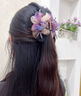 兩世歡法式暈染夢(mèng)幻紫色花朵抓夾女2025新款高級感后腦勺鯊魚(yú)夾高端頭飾 水墨絹紗紫粉花朵抓夾 曬單實(shí)拍圖