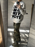 卡圖弛美式高街設(shè)計感迷彩褲子男夏季潮流復(fù)古直筒hiphop微喇工裝牛仔褲 迷彩 XL 曬單實拍圖