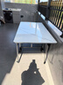 真巖板簡(jiǎn)易折疊餐桌靠邊站可伸縮小戶(hù)型移動(dòng)靠墻10人小飯桌家用 折疊餐桌140*80【雪山白】 曬單實(shí)拍圖