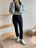 美麗衣櫥（BEAUTIFUL WARDROBE）純色簡(jiǎn)約女式牛仔褲2025秋季小個(gè)子休閑百搭九分直筒褲子女 曬單實(shí)拍圖
