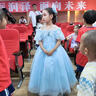 迪牧歐女童花童晚禮服藍色兒童生日宴會(huì )公主裙主持人鋼琴演奏走秀表演服 藍色 110 曬單實(shí)拍圖