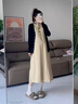 朗茵孕婦裙夏季2025新款寬松可穿長(cháng)款背心連衣裙兩件套開(kāi)衫春秋感 黑色外搭+卡其色連衣裙 XL建議130-145斤 曬單實(shí)拍圖
