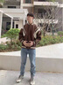 安初夏棒球服外套男套裝春秋款潮牌痞帥夾克一整套搭配帥氣牛仔褲三件套 外套黑+長(cháng)白T+牛仔褲藍【三件】 XL 建議120-140斤 曬單實(shí)拍圖