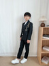 DOMIAMIAKIDS新中式男童西裝套裝兒童西服國潮風(fēng)男寶主持生日宴禮服演出服 黑色刺繡西裝5件套 150 （身高140-150）［體重66-75斤］ 曬單實(shí)拍圖