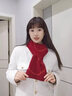 玖慕（JIUMU）純羊毛紅色圍巾女秋冬季加厚保暖圍脖本命送女生教師禮物生日禮物 車厘紅-小熊圖案 曬單實拍圖