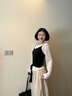 疊穿兩件套長(cháng)袖t恤女2025新款春秋設計感打底衫獨特漂亮早秋上衣 白T恤+黑背心 M 曬單實(shí)拍圖