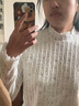尚都比拉半高領(lǐng)內搭針織衫秋冬上衣小個(gè)子女士保暖長(cháng)袖打底衫 米杏色 XL  曬單實(shí)拍圖
