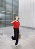 安踏（ANTA）棉質(zhì)梭織女褲2025秋新款直筒褲女寬松顯瘦黑色休閑運動(dòng)褲跑步褲子 針織平口-基礎黑 M （170）【適合115-130斤】 曬單實(shí)拍圖