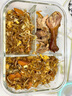 希樂(lè)扣大容量玻璃飯盒上班族帶飯可微波爐便當(dāng)盒保鮮盒 特大長(zhǎng)三分隔+包 曬單實(shí)拍圖