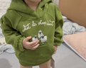 Milkbarn兒童春季連帽衛衣寶寶長(cháng)袖上衣男女童休閑童裝 草綠色（衛衣） 80 cm 曬單實(shí)拍圖