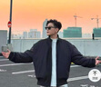 靖颯美式飛行員夾克男秋季短款立領(lǐng)棒球服cleanfit百搭正肩休閑外套潮 黑色 XL 曬單實(shí)拍圖
