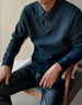 皮爾卡丹（pierre cardin）T恤男士春秋格子polo衫休閑假兩件翻領(lǐng)長(cháng)袖寬松上衣 寶藍 L 曬單實(shí)拍圖