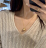 歐芙蘭海水南洋金珍珠吊墜18K金鉆石奶瓶扣項墜七夕情人節女友老婆禮物 濃金[A級圓/細微瑕鉆石]+S925銀鏈 13-14mm 曬單實(shí)拍圖