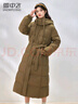 雪中飛羽絨服女長(cháng)款過(guò)膝新款柔軟百搭收腰顯瘦連帽保暖加厚外套 咖色 L 曬單實(shí)拍圖