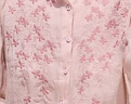 子牧棉麻2025夏裝 女文藝復古刺繡襯衫短袖寬松顯瘦減齡洋氣休閑上衣9218 櫻花粉 XL (建議125-135斤) 曬單實(shí)拍圖