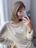 美洋（MEIYANG）小露珠罩衫 萊賽爾綿羊毛敲溫柔寬松長袖罩衫t恤女七夕 杏色 S 曬單實拍圖