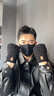 趣木也可觸屏毛線針織手套秋冬季男電動車騎行開車加絨加厚學生保暖防寒 黑色鹿半指【可觸屏】 曬單實拍圖
