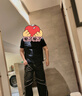 :CHOCOOLATE it休閑褲男拼色寬松褲子2025夏季薄款條紋直筒工裝褲 黑色 【官方正品】 4XL 【建議190斤-210斤】 曬單實拍圖
