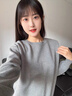 皮爾卡丹羊毛衫女毛衣女士高腰短款春秋裝2024流行新款春秋低領(lǐng)針織 米白色 S 曬單實(shí)拍圖