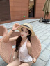 HEYABC 美式復古粉色條紋掛脖吊帶背心純欲辣妹抽繩百搭顯瘦上衣 淺粉色 S 曬單實(shí)拍圖