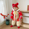 G.DUCKKIDS嬰兒過年衣服喜慶冬裝男女寶寶加厚加絨連體哈衣秋冬季棉服拜年服 米紅色 90碼 曬單實(shí)拍圖